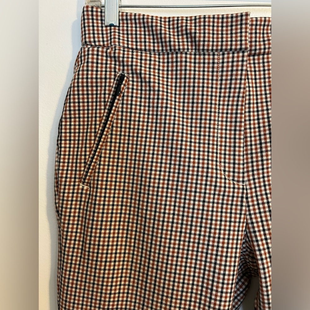 Maeve By Anthropology Maeve Relaxed Checked Brown cropped pants size 8